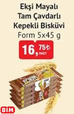 FORM  EKŞİ MAYALI TAM ÇAVDARLI KEPEKLİ BİSKÜVİ